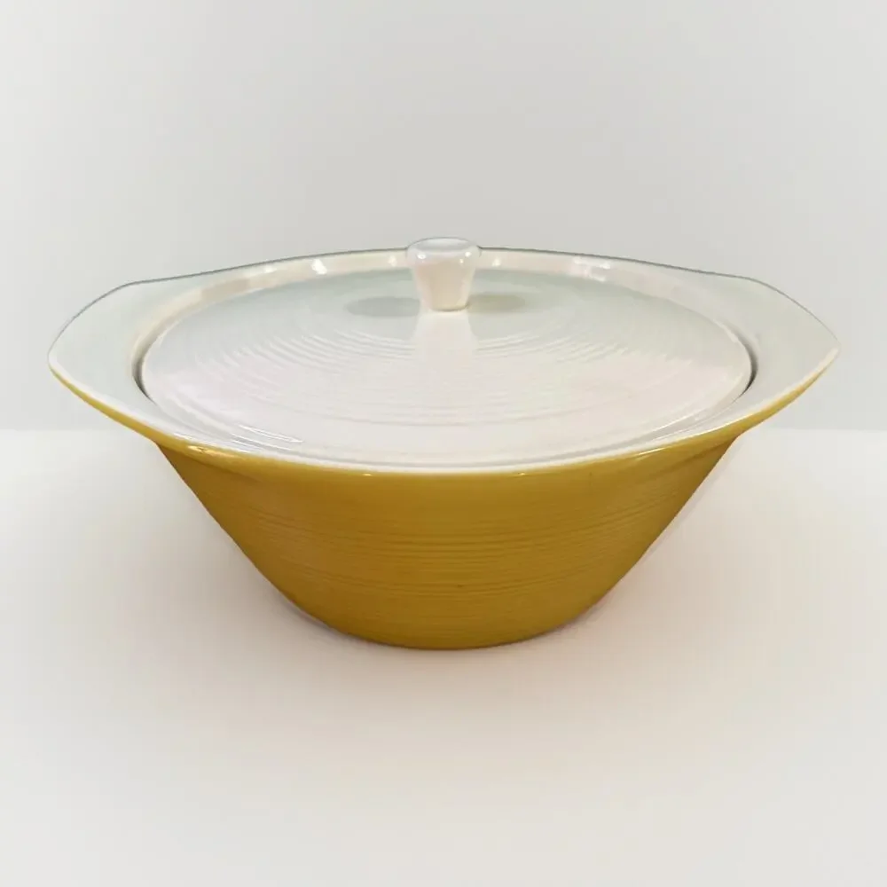 Vintage Max Schonfeld Sierra Round Covered Casserole Dish - MCM Ironstone